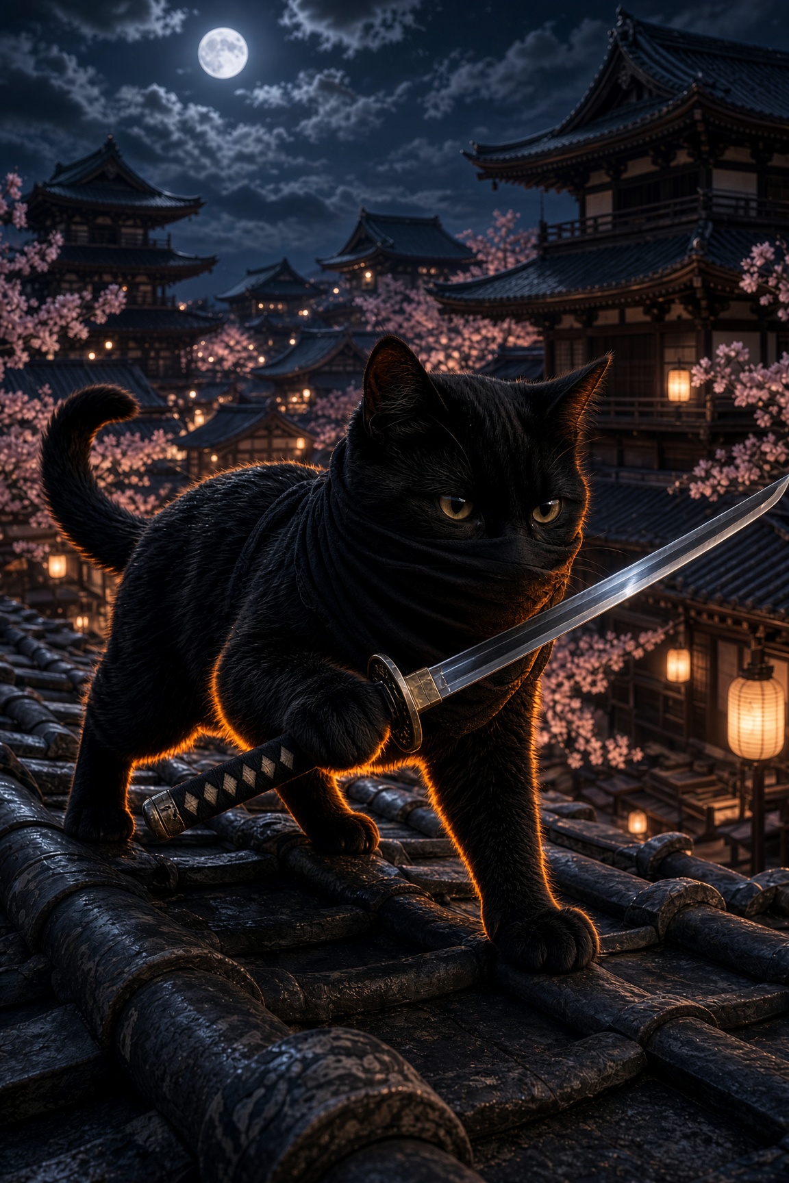Shadow the black cat as Ninja