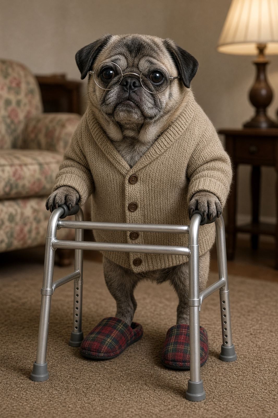 Nana the pug as Old timer