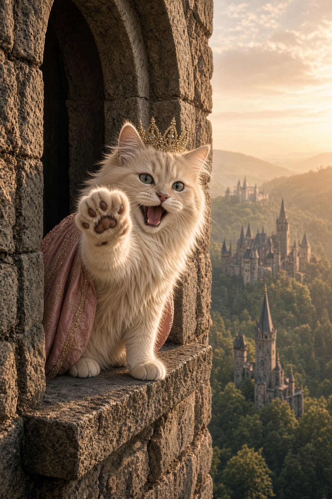 Belle the cream cat as Princess