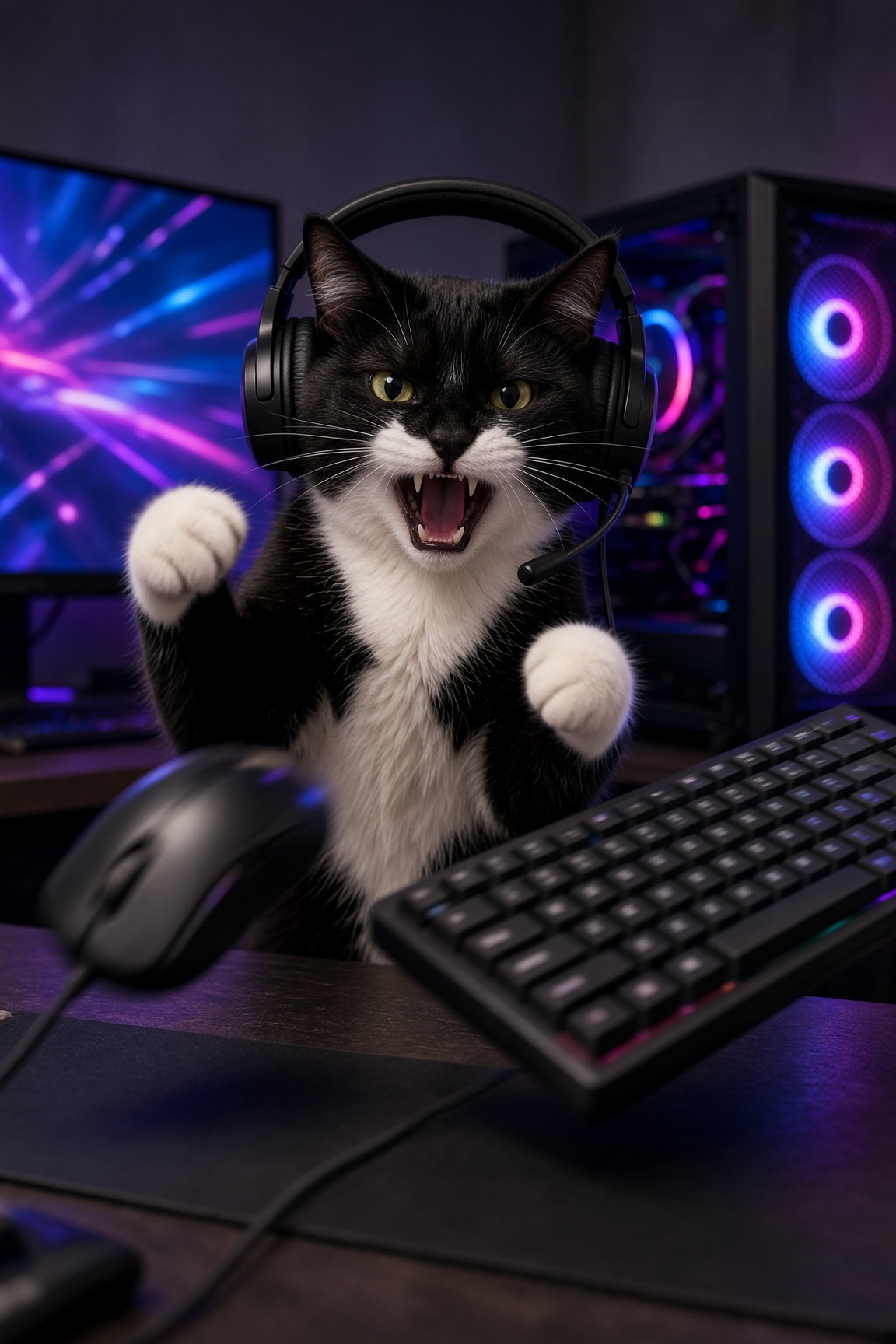 Glitch the tuxedo cat as Rage quit