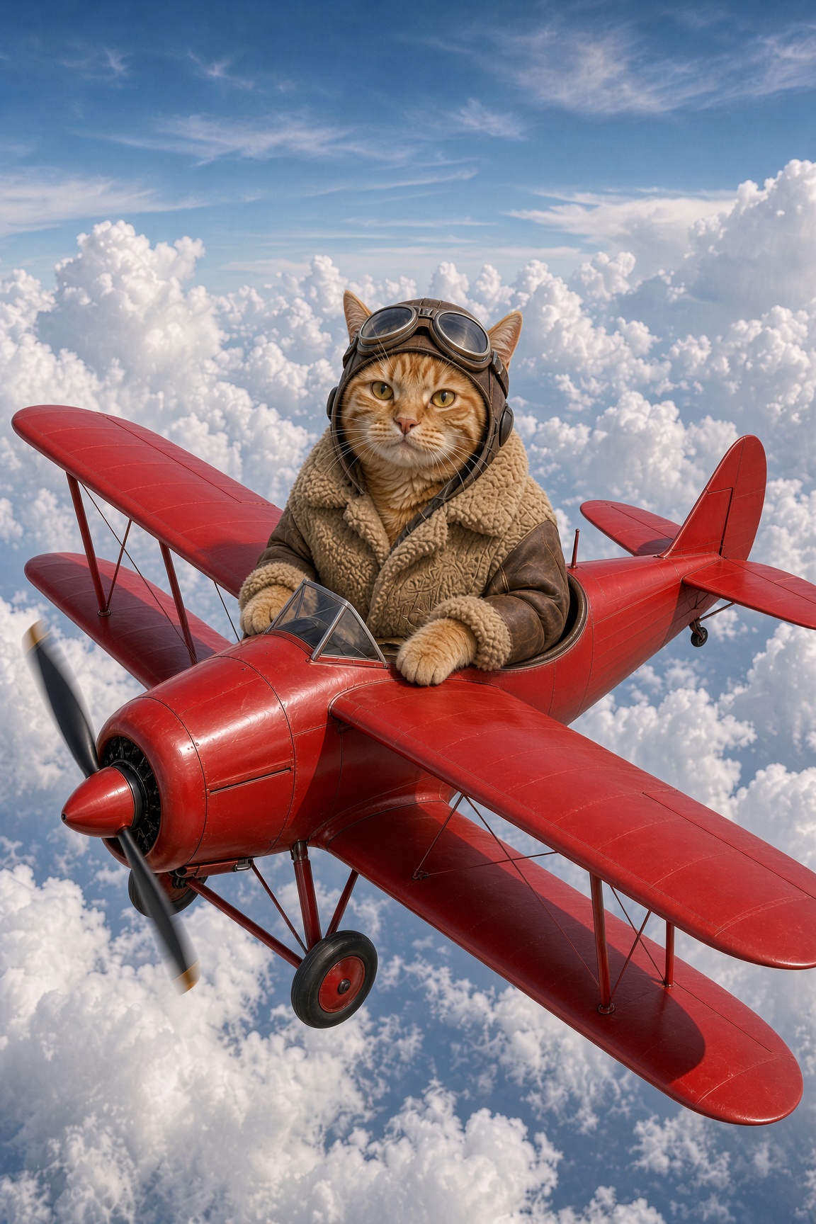 Goggles the tabby as Vintage pilot